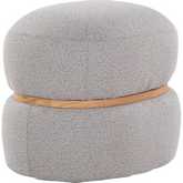 Cinch Pouf Ottoman  in Grey Fabric & Natural Wood